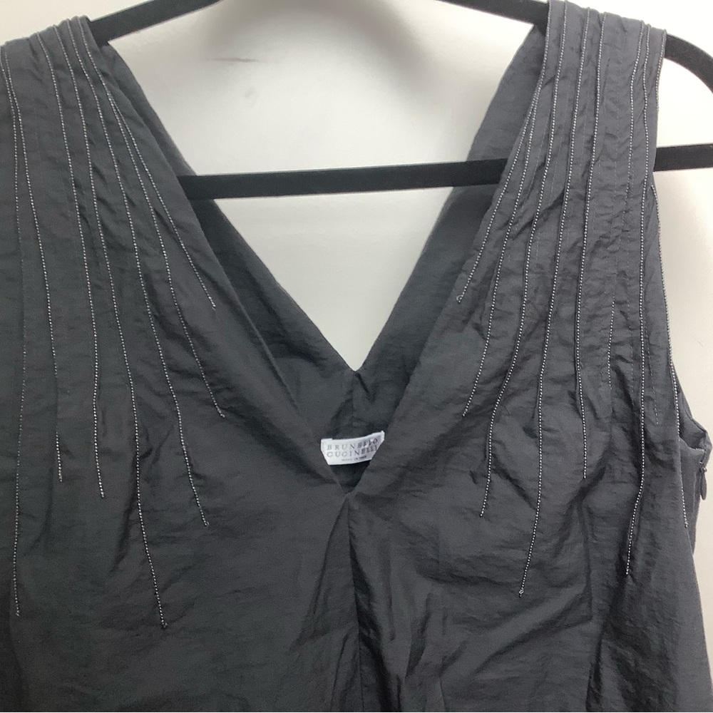 Brunello Cucinelli Charcoal V-Neck Maxi Dress